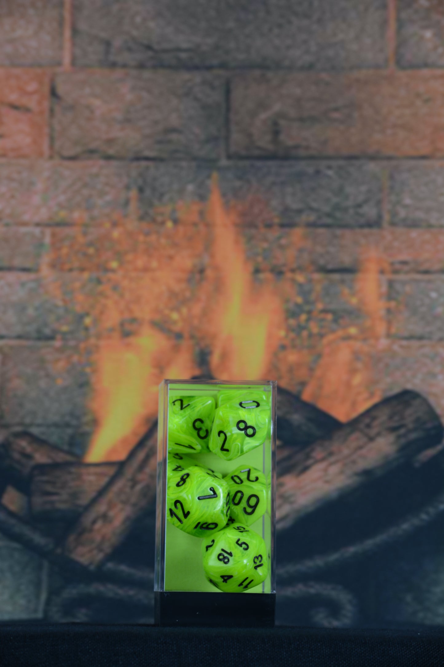 Chessex: Vortex Bright Green/black Mega-hedral 7-die Set